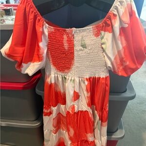 Orange and White Floral Dress97